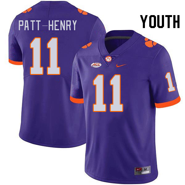 Youth #11 Olsen Patt-Henry Clemson Tigers College Football Jerseys Stitched-Purple